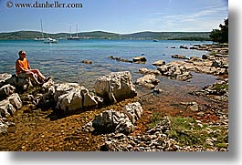 croatia, europe, horizontal, men, people, richard, richard bell, rocks, water, photograph