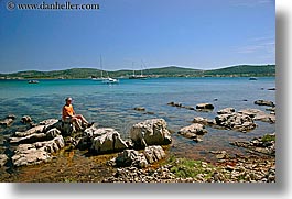 croatia, europe, horizontal, men, people, richard, richard bell, rocks, water, photograph