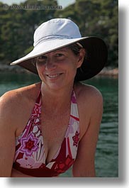 bathing, croatia, emotions, europe, hats, helene patrick, helenes, people, smiles, suit, vertical, womens, wt group istria, photograph