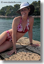 bathing, croatia, emotions, europe, hats, helene patrick, helenes, people, smiles, suit, vertical, womens, wt group istria, photograph