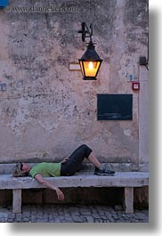 croatia, europe, helene patrick, helenes, lamp posts, people, reclining, vertical, womens, wt group istria, photograph