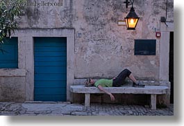 croatia, europe, helene patrick, helenes, horizontal, lamp posts, people, reclining, womens, wt group istria, photograph