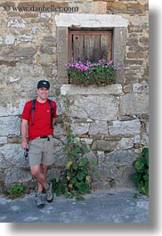 croatia, emotions, europe, flowers, helene patrick, patricks, smiles, stones, vertical, walls, wt group istria, photograph