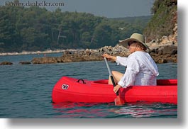 canoes, clothes, croatia, europe, hats, horizontal, judy, people, red, senior citizen, straw hat, sunglasses, wt group istria, photograph