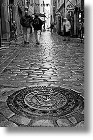 black and white, cesky krumlov, czech republic, europe, krumlov, manholes, slow exposure, vertical, photograph