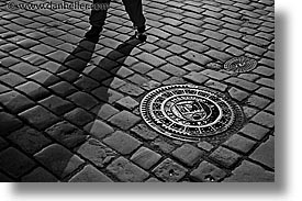 black and white, cesky krumlov, czech republic, europe, horizontal, krumlov, long exposure, manholes, photograph