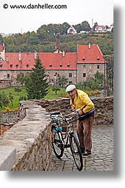 bicycles, cesky krumlov, czech republic, europe, krumlov, men, vertical, photograph