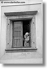 black and white, cesky krumlov, czech republic, europe, smokers, vertical, photograph