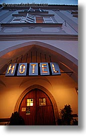 cesky krumlov, czech republic, europe, hotels, shops, slow exposure, vertical, photograph