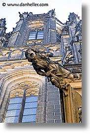 buildings, churches, czech republic, europe, gargoyle, prague, vertical, photograph