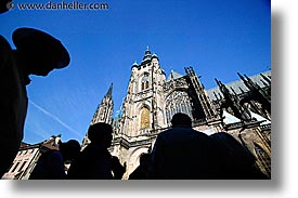 buildings, churches, czech republic, europe, horizontal, people, prague, silhouettes, photograph