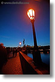 bridge, charles, charles bridge, czech republic, europe, lamps, nite, prague, slow exposure, vertical, photograph