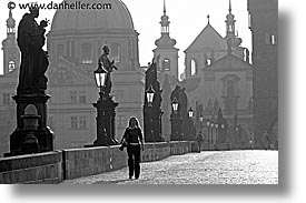 black and white, bridge, charles, charles bridge, czech republic, europe, horizontal, ped, prague, photograph