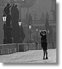 black and white, bridge, charles, charles bridge, czech republic, europe, ped, prague, vertical, photograph