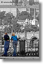 bridge, czech republic, europe, girls, overlook, people, prague, vertical, photograph