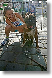 czech republic, dogs, europe, people, prague, runners, vertical, womens, photograph