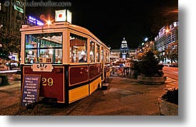 cafes, czech republic, europe, horizontal, nite, prague, slow exposure, streets, tram, photograph