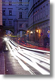 czech republic, europe, long exposure, nite, prague, streets, traffic, vertical, photograph