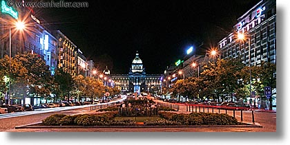 boulevard, czech republic, europe, horizontal, long exposure, nite, panoramic, prague, streets, vaclavske, photograph