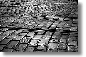 cobblestones, czech republic, europe, horizontal, prague, streets, tracks, photograph