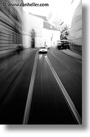 czech republic, europe, motion, prague, slow exposure, streets, tracks, trains, vertical, photograph