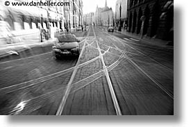 czech republic, europe, horizontal, motion, prague, slow exposure, streets, tracks, trains, photograph