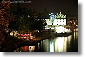 cafes, czech republic, europe, horizontal, long exposure, nite, prague, vltava, vltava river, photograph