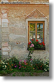 czech republic, europe, gardens, slavonice, vertical, windows, photograph