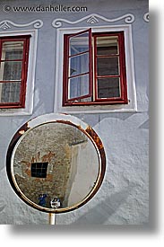 czech republic, europe, mirrors, slavonice, vertical, windows, photograph