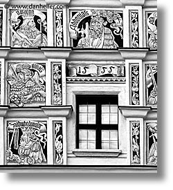 black and white, czech republic, europe, facades, telc, vertical, photograph