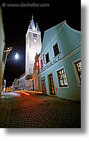 czech republic, europe, nite, slow exposure, telc, towers, vertical, photograph