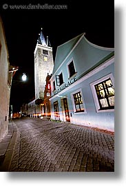 czech republic, europe, nite, slow exposure, telc, towers, vertical, photograph