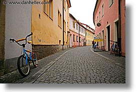 bicycles, czech republic, europe, horizontal, streets, trebon, photograph