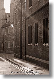 alleys, black and white, cambridge, england, english, europe, sepia, streets, united kingdom, vertical, photograph