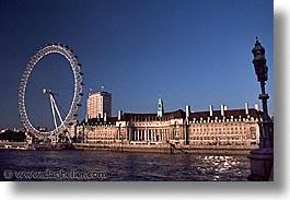 cities, countyhall, england, english, europe, ferris, ferris wheel, horizontal, london, united kingdom, wheels, photograph