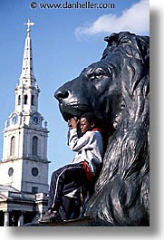 cities, england, english, europe, lions, london, poses, trafalgar, united kingdom, vertical, photograph