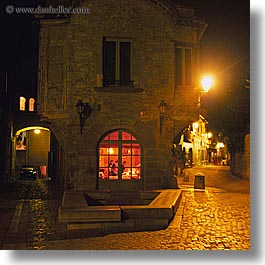 carcassonne, cobble stones, cobblestones, europe, france, nite, square format, streets, windows, photograph