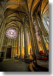 basilica, carcassonne, churches, europe, france, nazarius, stained glass, vertical, photograph
