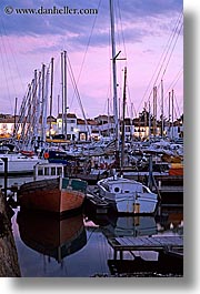 boats, dusk, europe, france, harbor, ile de re, nite, vertical, water, photograph