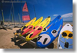 europe, france, horizontal, la baule, parked, sand, windsurfboards, photograph