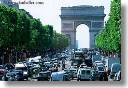 arc de triomphe, europe, france, horizontal, paris, traffic, photograph