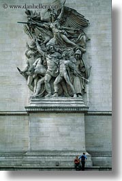 arc de triomphe, europe, france, paris, relief, statues, vertical, photograph