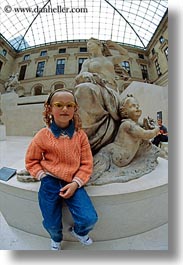 europe, france, girls, glasses, louvre, paris, smiling, vertical, photograph