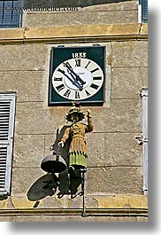 aix en provence, buildings, clocks, europe, france, provence, statues, vertical, photograph