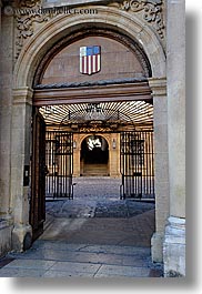 aix en provence, archways, buildings, city hall, cobblestones, entry, europe, france, gates, irons, materials, provence, structures, vertical, photograph