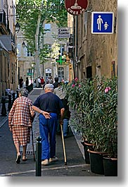 aix en provence, couples, emotions, europe, france, old, people, provence, romantic, senior citizen, vertical, walking, photograph