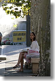 aix en provence, among, europe, france, people, provence, sitting, trees, vertical, womens, photograph