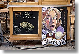 aix en provence, europe, france, horizontal, ice cream, paintings, provence, signs, photograph