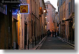 aix en provence, dusk, europe, france, horizontal, narrow streets, nite, people, provence, slow exposure, streets, walking, photograph