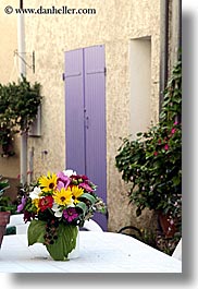 castellane, colorful, colors, doors, europe, flowers, france, provence, purple, vertical, photograph